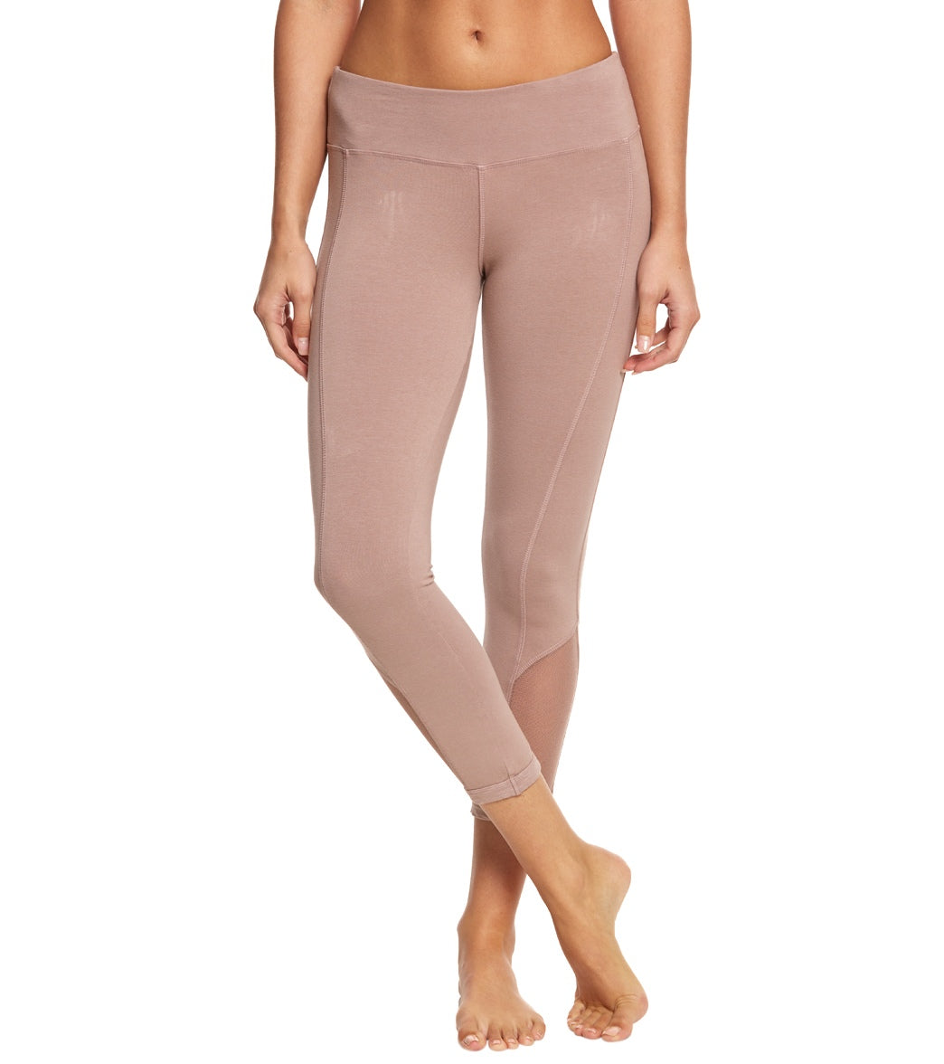 Hard Tail Flat Waist Mesh Inlay 7/8 Cotton Yoga Leggings