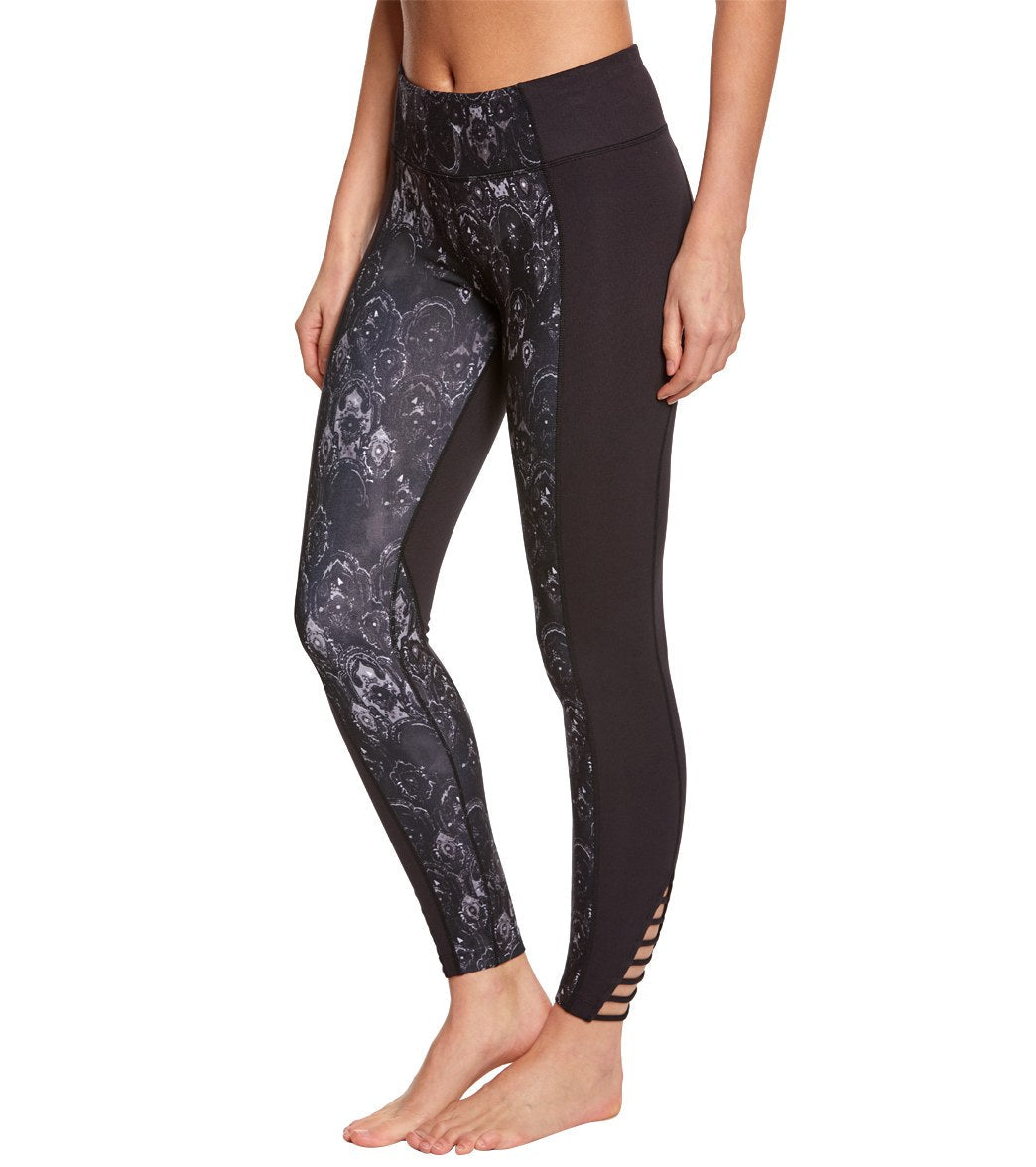 Betsey Johnson Moroccan Tile Contrast Cutout Yoga Leggings